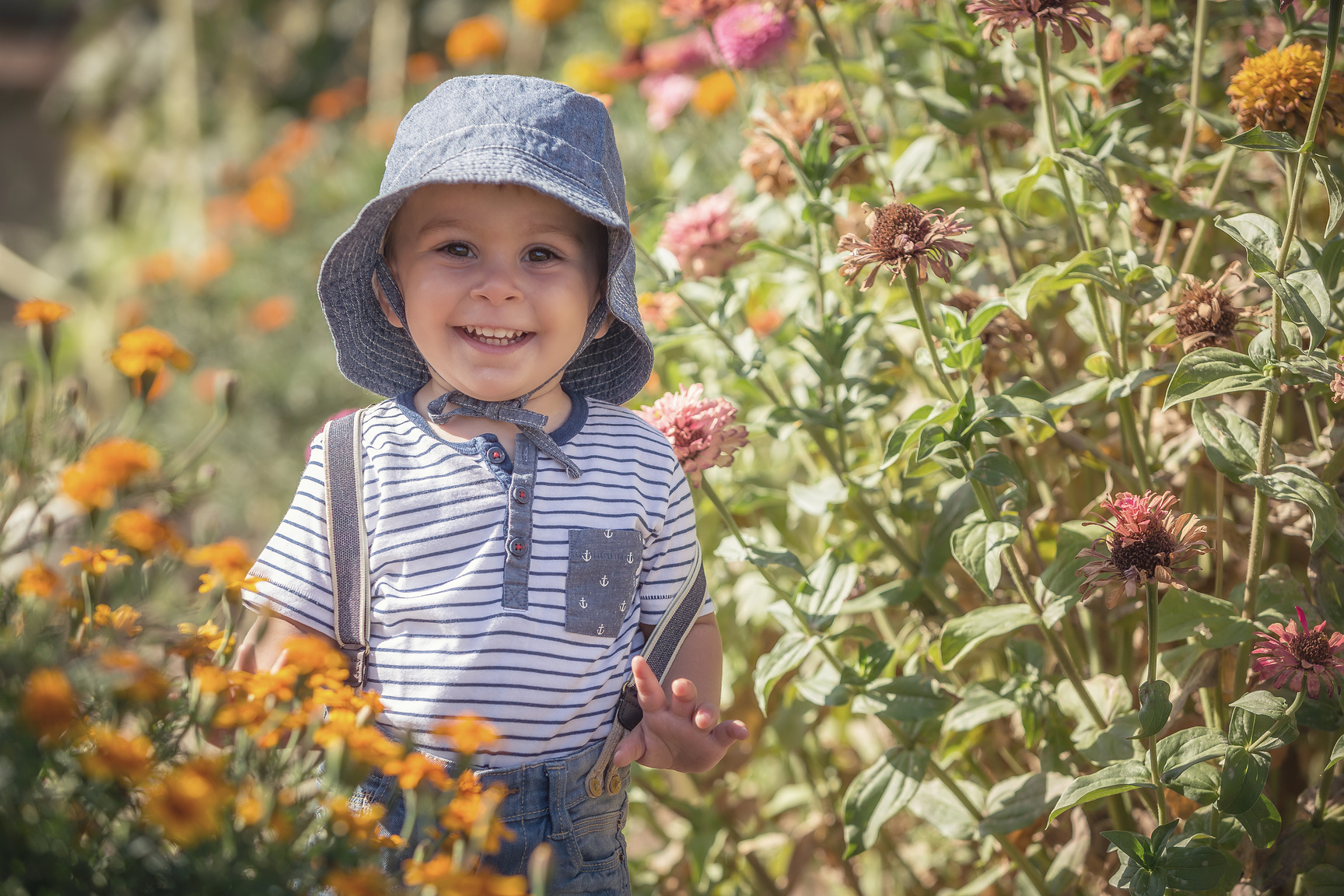 baby boy in flowers