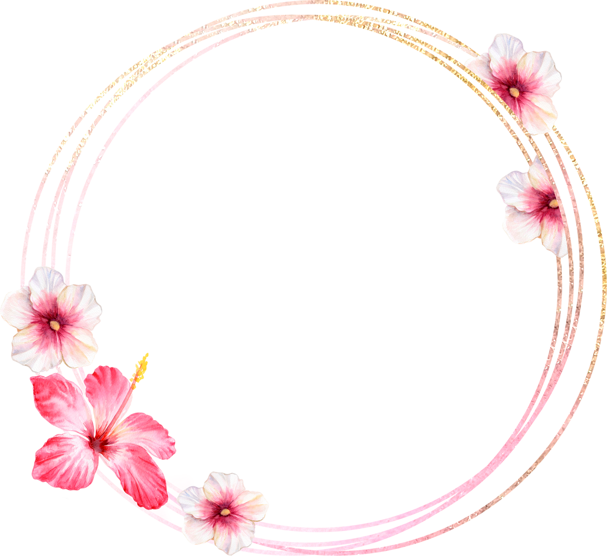 Round Floral Gold Frame