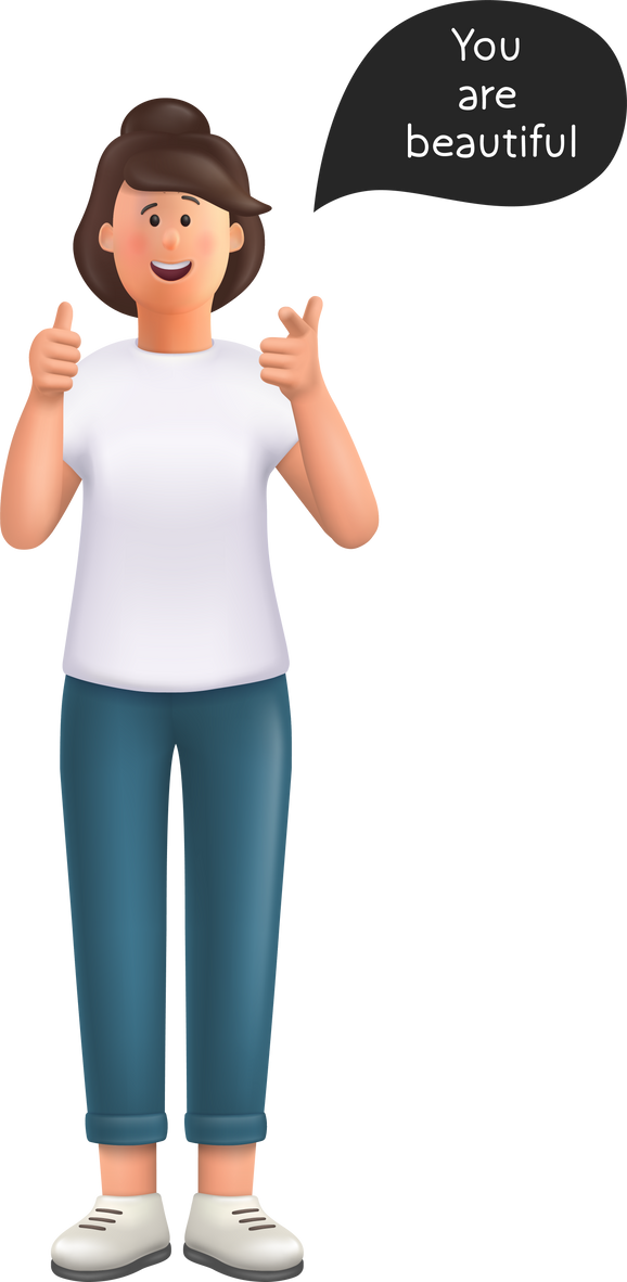 Woman Showing Thumb Up Approval 3D Character