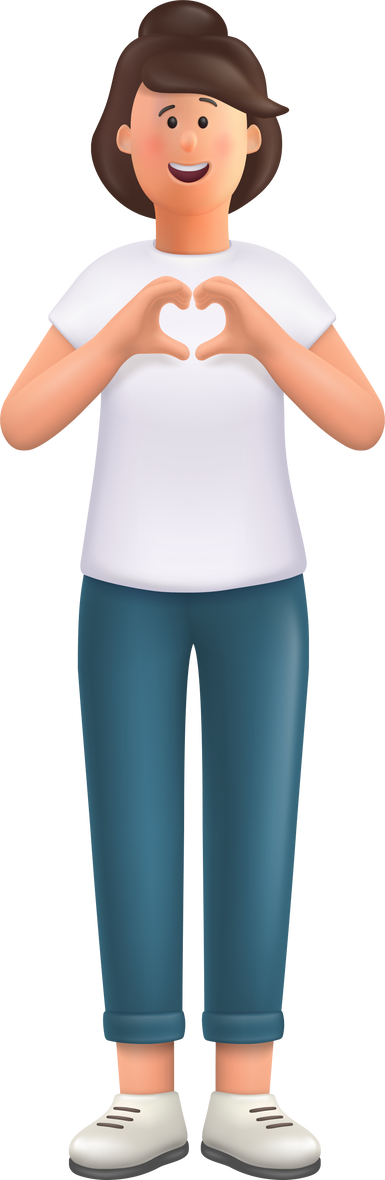 Young Woman Showing Heart Gesture 3D Character