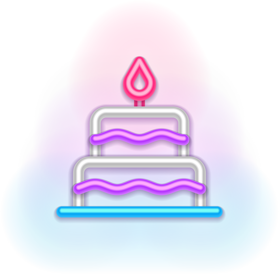 birthday cake neon