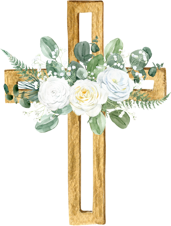 Watercolor Flower Cross, Wood Cross, Baptism, Floral Clipart, First Communion, Holy Spirit, Florals Arrangements, Easter cross