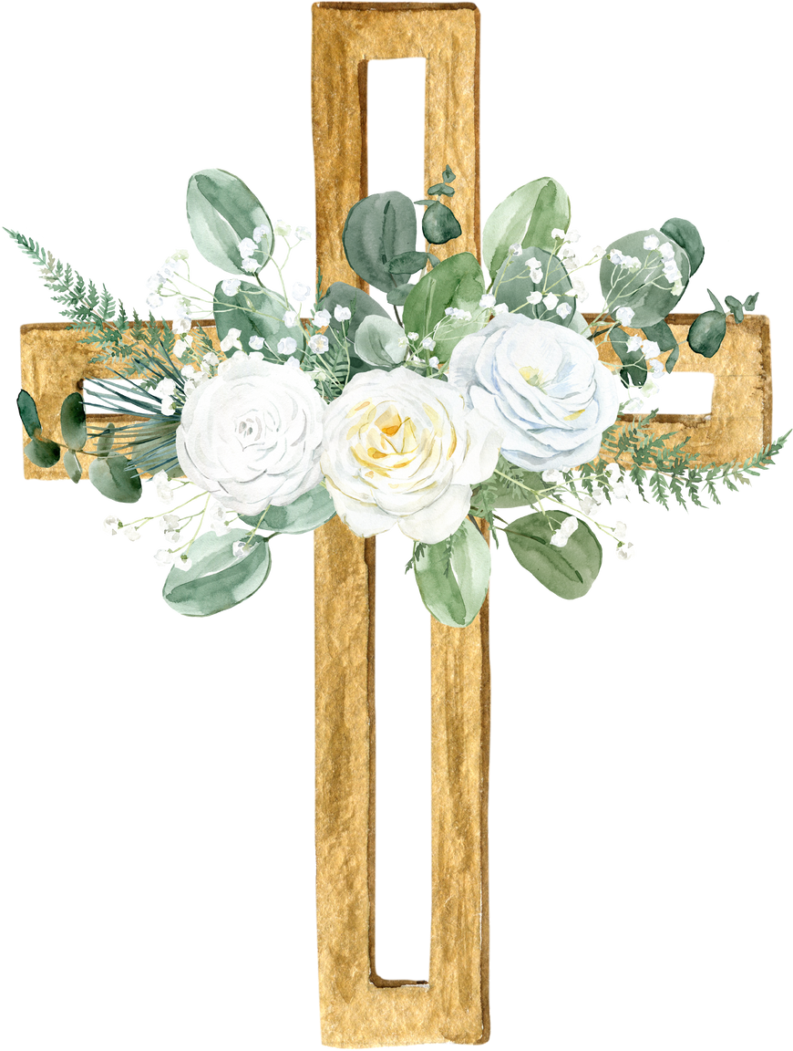 Watercolor Flower Cross, Wood Cross, Baptism, Floral Clipart, First Communion, Holy Spirit, Florals Arrangements, Easter cross