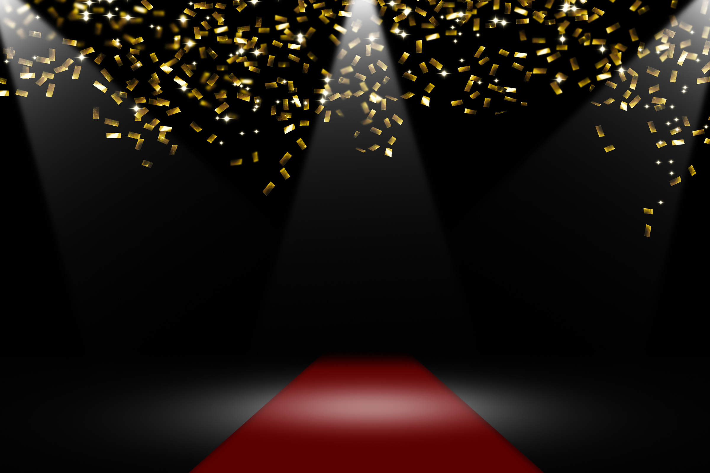 confetti rain on red carpet